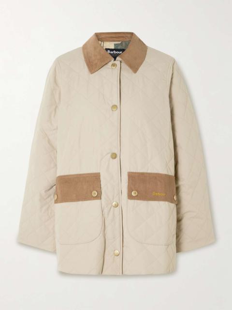 Barbour Corinne cotton corduroy-trimmed quilted shell jacket Sand