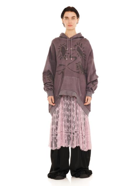 Collina Strada CHARCOAL DAISIES ROUND HEM HOODIE