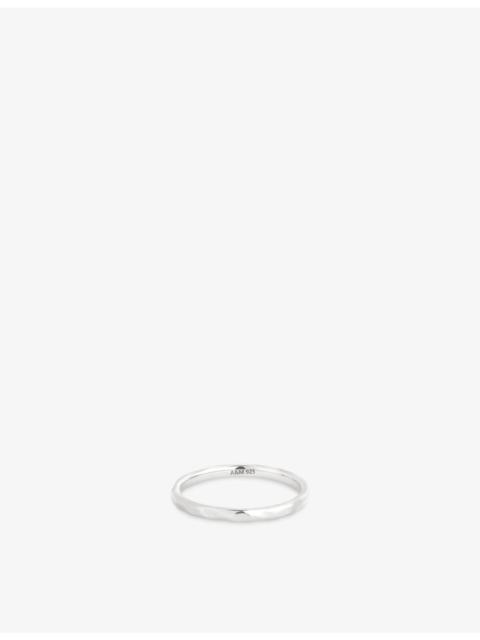ASTRID & MIYU Molten Textured Rhodium-Plated Sterling-Silver Band Ring