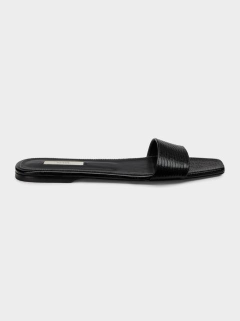 TOTEME Lizard-Embossed Leather Flat Sandals