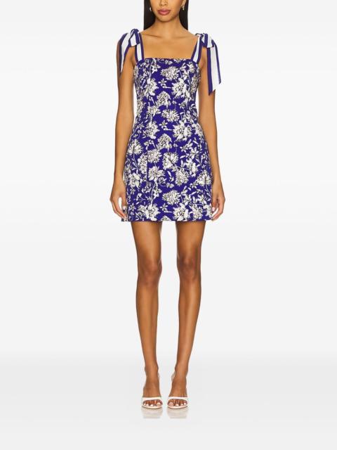 Alice + Olivia MARYANN tie-shoulder floral-print mini dress