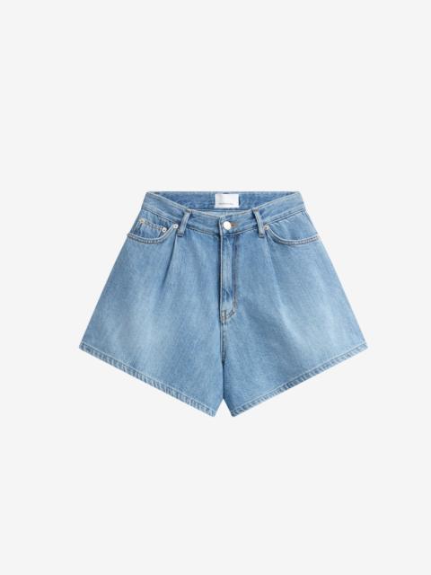 The Frankie Shop Mojave Pleated Denim Shorts - Medium Wash