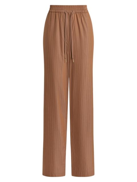 VARLEY Women's Rowan Striped Cotton High-Rise Straight-Leg Pants - Camel Stripe