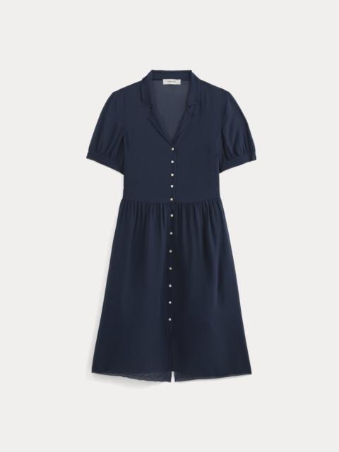 EVERLANE NOTCH COLLAR SHIRTDRESS IN SILK GEORGETTE