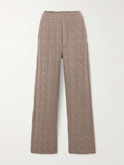 LISA YANG Ebba cable-knit cashmere wide-leg pants Taupe