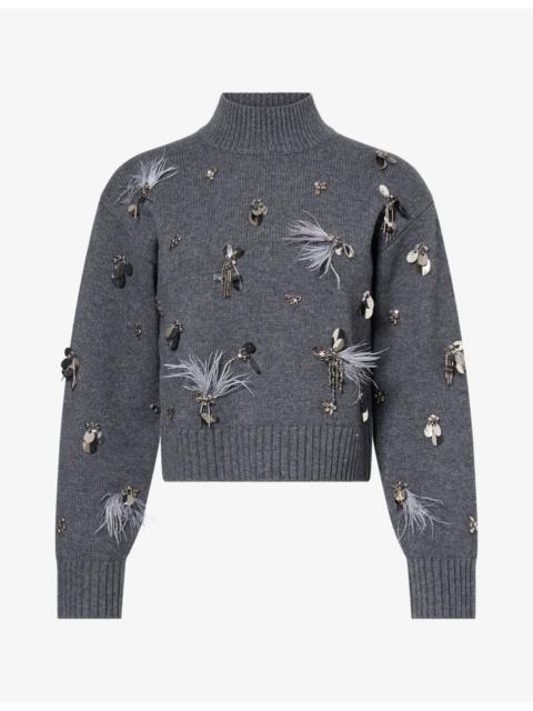 SIMKHAI Gabriette Embellished Wool-Blend Jumper