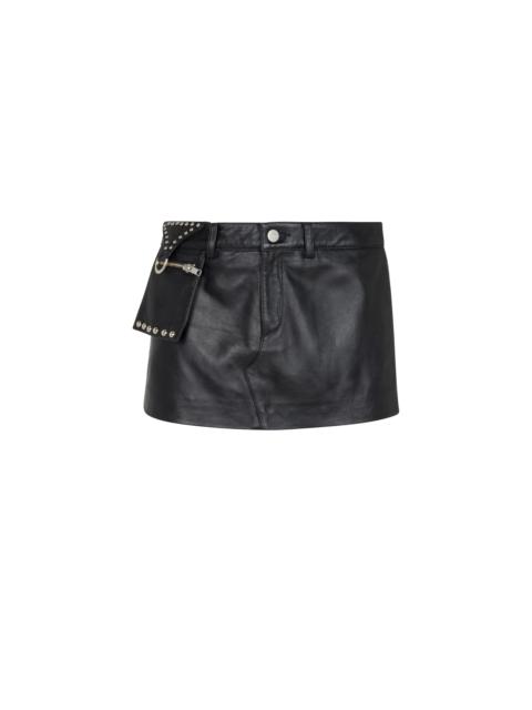 miaou MAC MINI SKIRT - BLACK LEATHER
