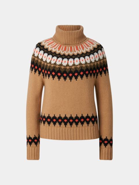 BOGNER Ingrid Cashmere Norwegian Pullover in Camel/Brown/Orange