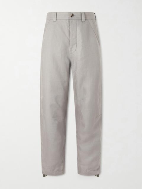 Brunello Cucinelli Straight-Leg Herringbone Linen Trousers