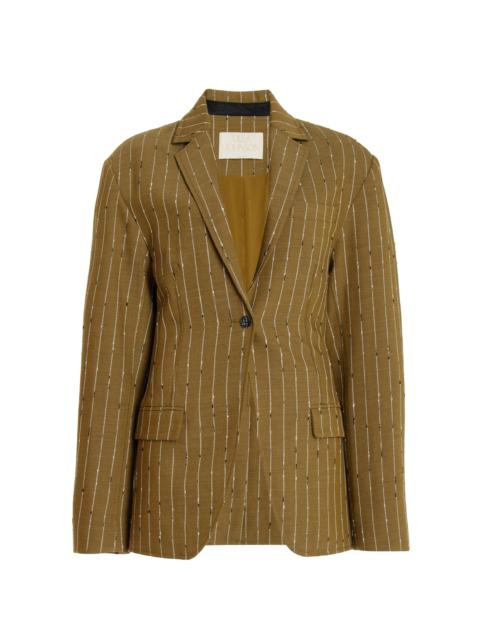 ULLA JOHNSON Dhemi Pinstriped Wool-Blend Blazer green