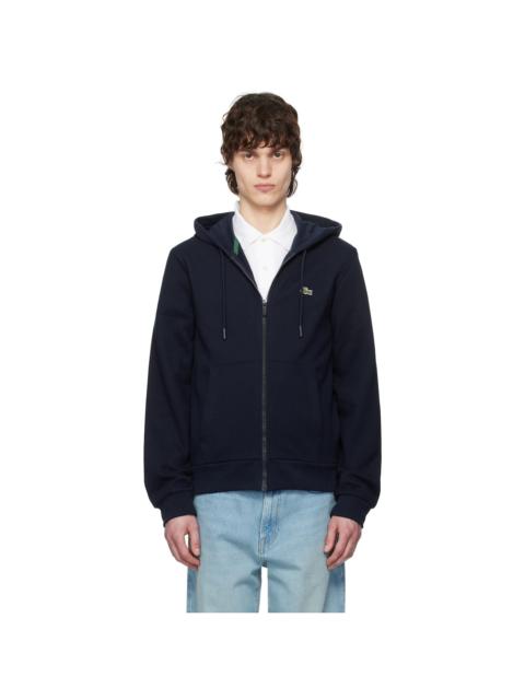LACOSTE Navy Zip-Up Fleece Hoodie