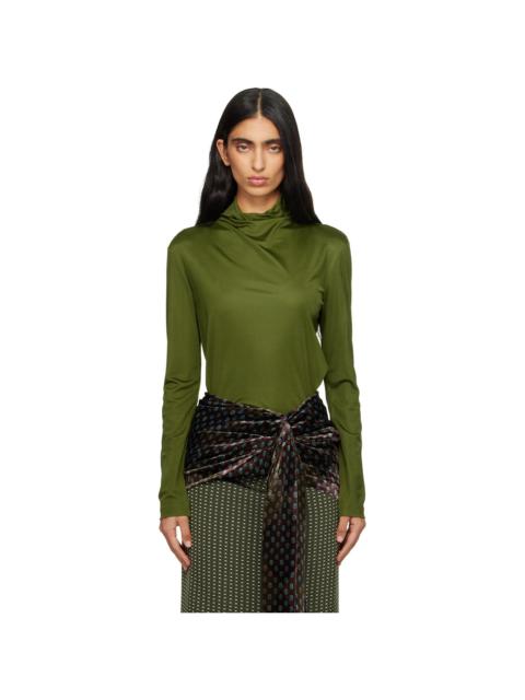 Dries Van Noten Green Jersey Turtleneck