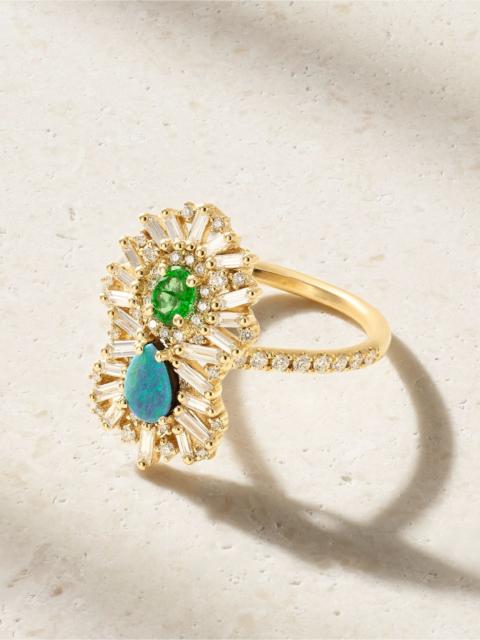 SUZANNE KALAN 18-karat gold multi-stone ring Green