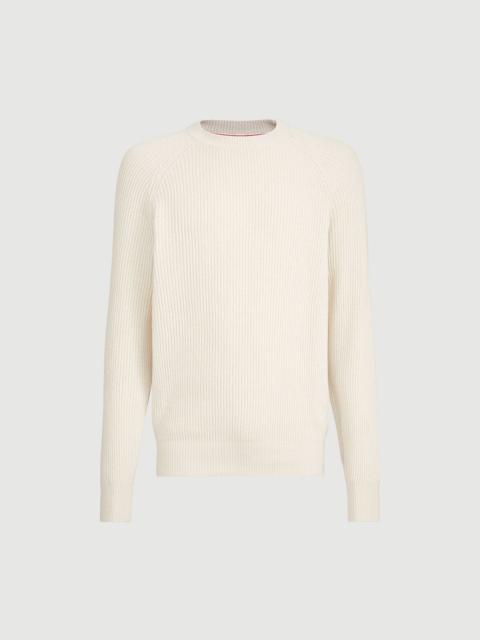 Brunello Cucinelli Malfilé cotton English rib sweater with raglan sleeves