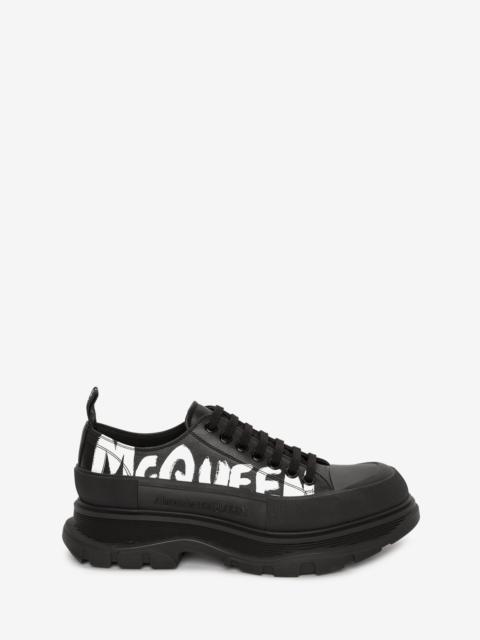 Alexander McQueen Men's McQueen Graffiti Tread Slick Lace Up in Black/white