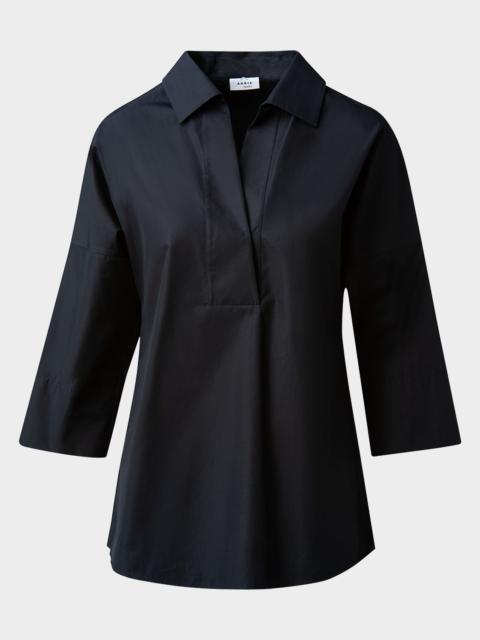 AKRIS Kimono-Sleeve Split-Neck Blouse