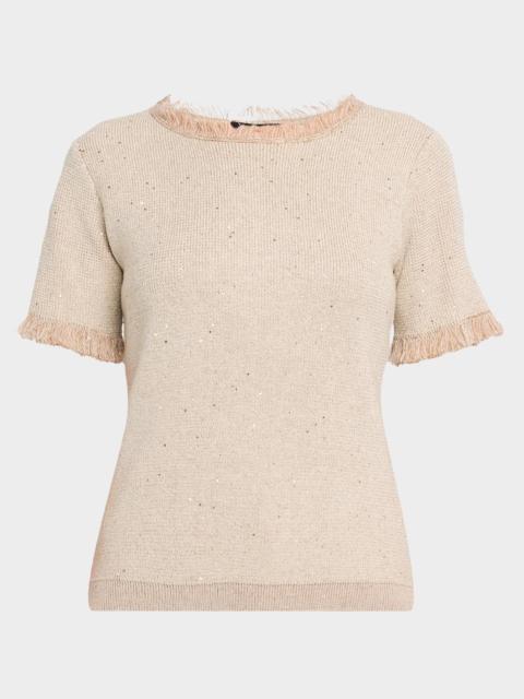 KOBI HALPERIN Kate Fringe-Trim Sequin Knit Sweater