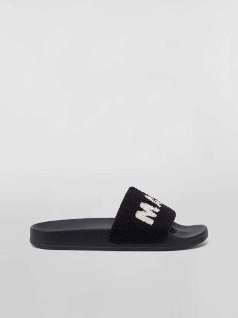Marni RUBBER SANDAL WITH BLACK AND WHITE TERRY CLOTH UPPER
