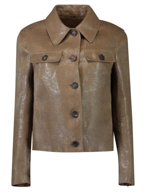 Brunello Cucinelli Shiny Button Front Jacket - Brown Silver