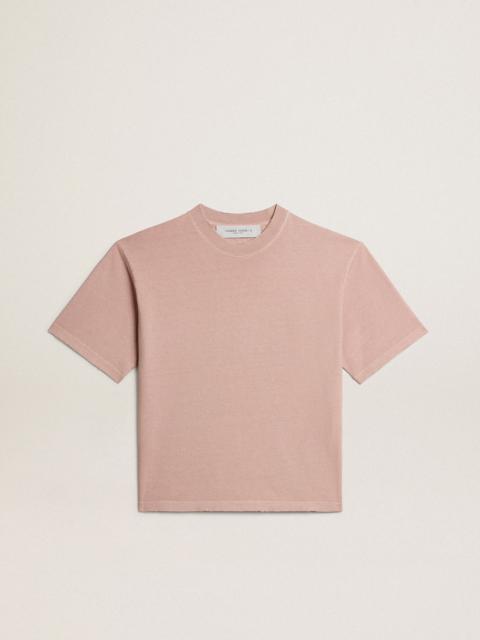 Golden Goose Powder-pink T-shirt with reverse logo on the back - Boxy fit
