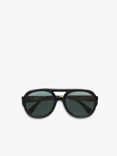 GANNI BLACK CHUNKY AVIATOR SUNGLASSES
