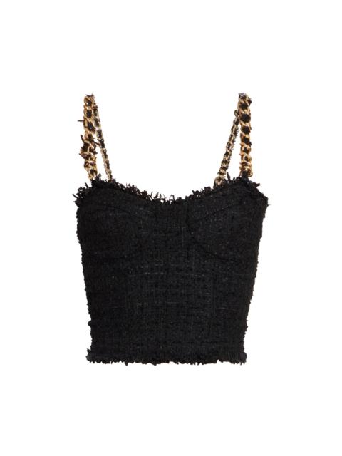 Balmain Women's Tweed Chain Strap Top - Noir