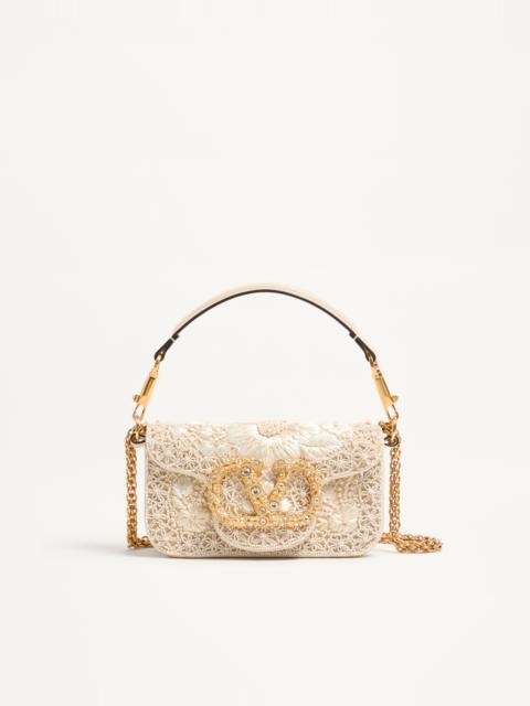 Valentino VALENTINO GARAVANI LOCÒ SMALL EMBROIDERED SHOULDER BAG WITH JEWEL LOGO