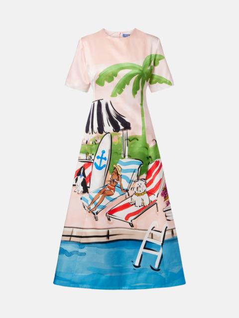 LEO LIN Caroline cotton and silk midi dress