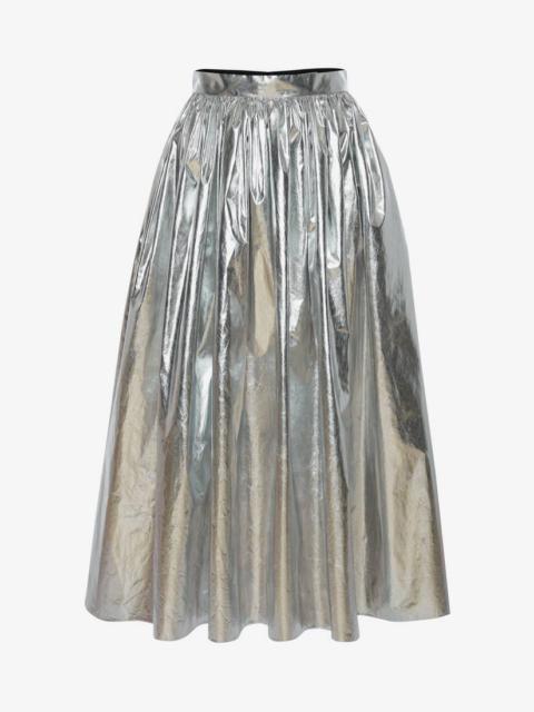 Alexander McQueen Gathered Midi Skirt in Silver