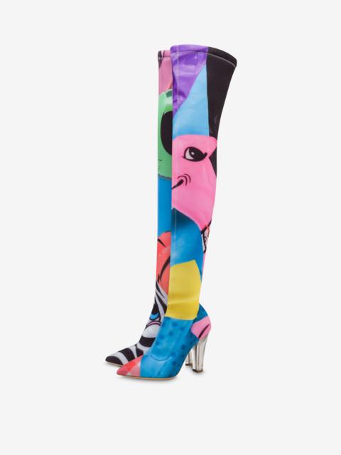 Moschino INFLATABLE ANIMALS OVER-THE-KNEE BOOTS