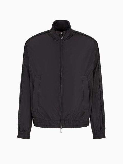 Full-zip blouson in light nylon with logo tape