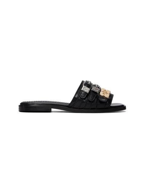 GANNI Black Sue Triple Flat Sandals