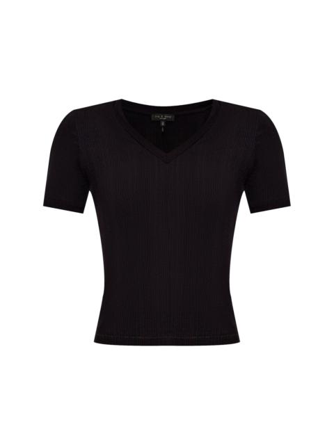 V-neck ribbed T-shirt