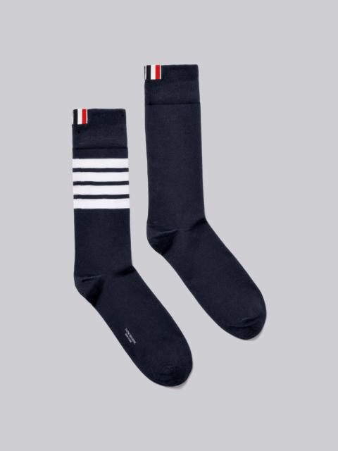 Navy Lightweight Cotton 4-Bar Mid-Calf Socks