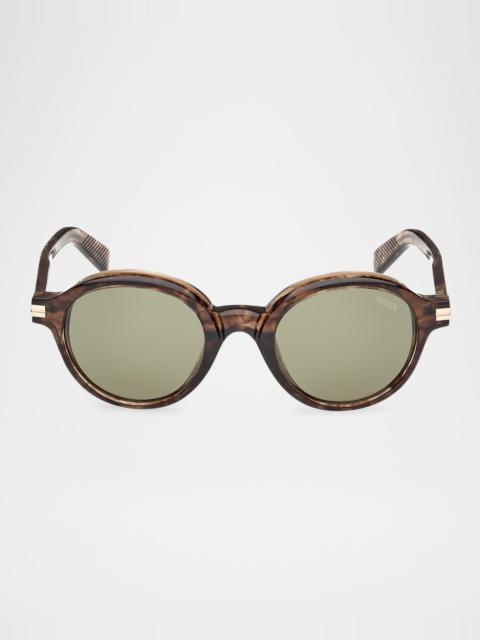 ZEGNA Men's Round Acetate Sunglasses