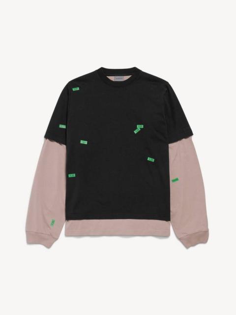 BALENCIAGA Men's 520 Stickers Hybrid Double T-shirt in Black/green