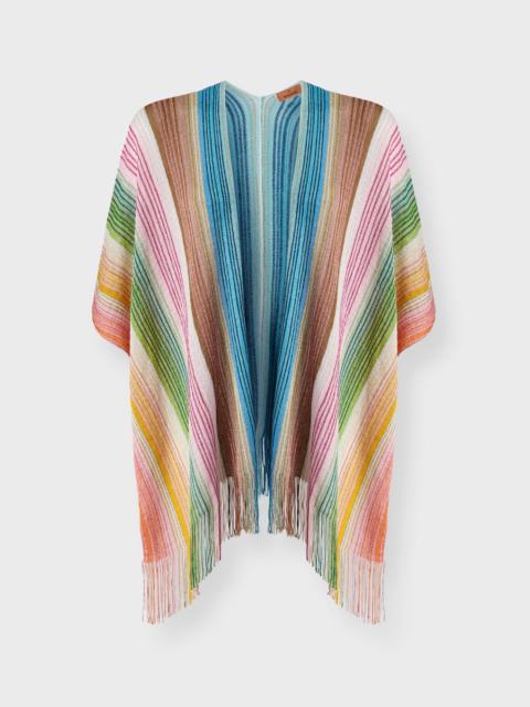 Missoni Poncho Striped Viscose-Blend Fringe Multicolor ONESIZE