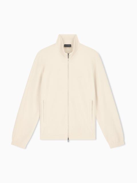 EMPORIO ARMANI FULL-ZIP SWEATSHIRT IN PIQUÉ JERSEY TRAVEL ESSENTIAL