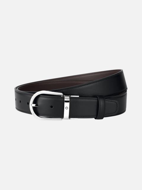 Horseshoe buckle black/tan 35 mm leather belt