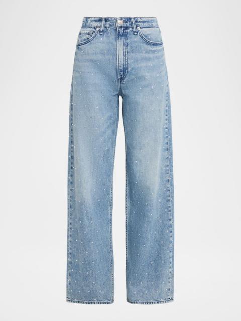 rag & bone Featherweight Logan Embellished Mid-Rise Wide Jeans
