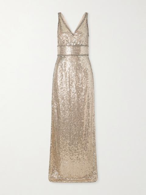 JENNY PACKHAM Odina Crystal-embellished Sequin Tulle Gown