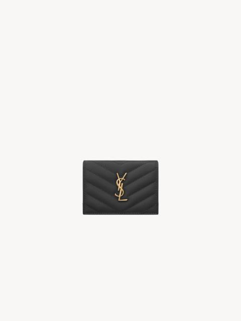 SAINT LAURENT CASSANDRE MATELASSÉ FLAP CARD CASE IN GRAIN DE POUDRE LEATHER