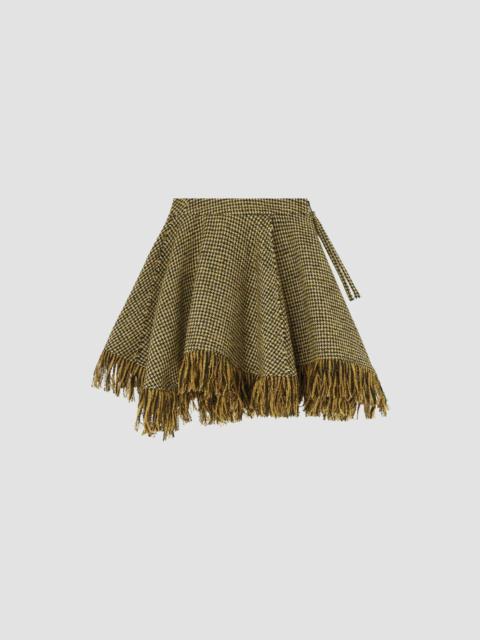 GANNI Women's Fringed Houndstooth Asymmetric Mini Skirt - Blazing Yellow