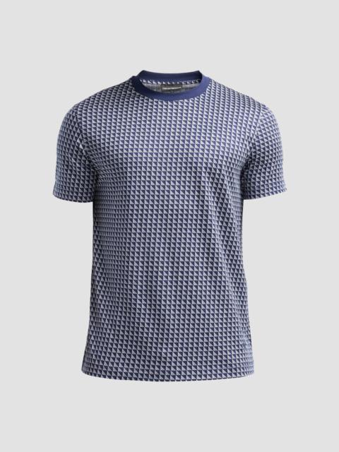 EMPORIO ARMANI Men's Contrast Triangle Crewneck T-Shirt - Multi Blue