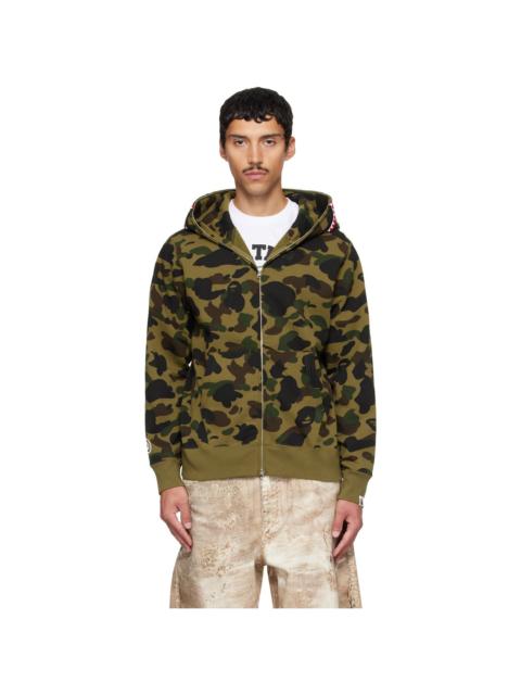 A BATHING APE® Khaki 1st Camo Shark Full Zip Hoodie