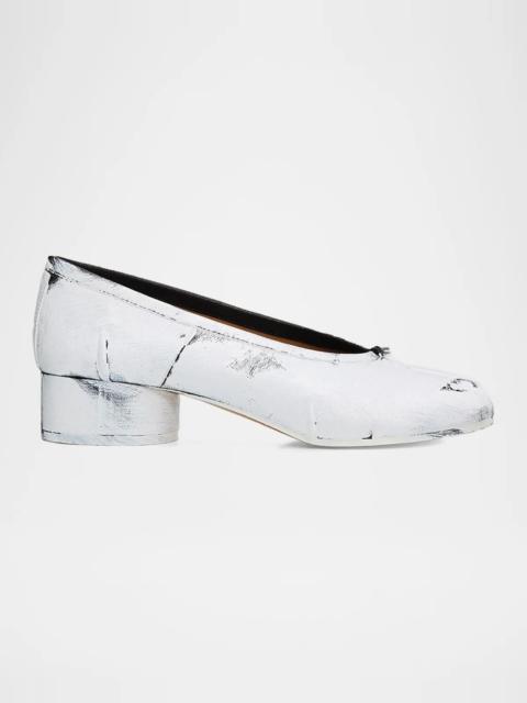 Maison Margiela 35mm Tabi Painted Leather Ballerina Pumps