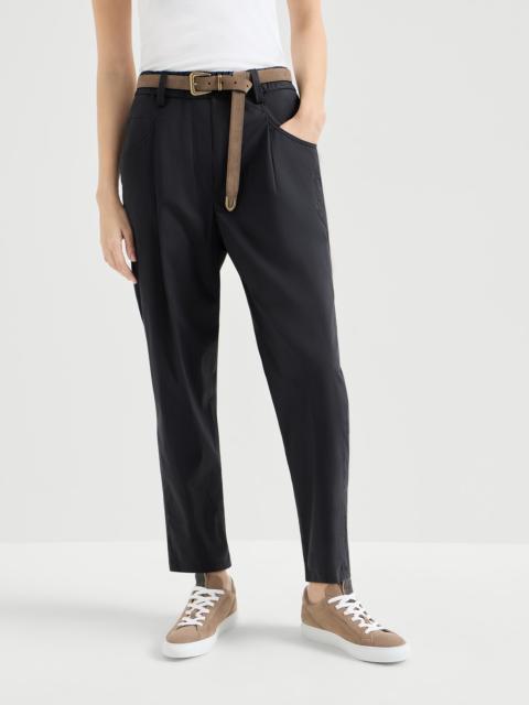 Brunello Cucinelli Lightweight poplin five-pocket track trousers with monili