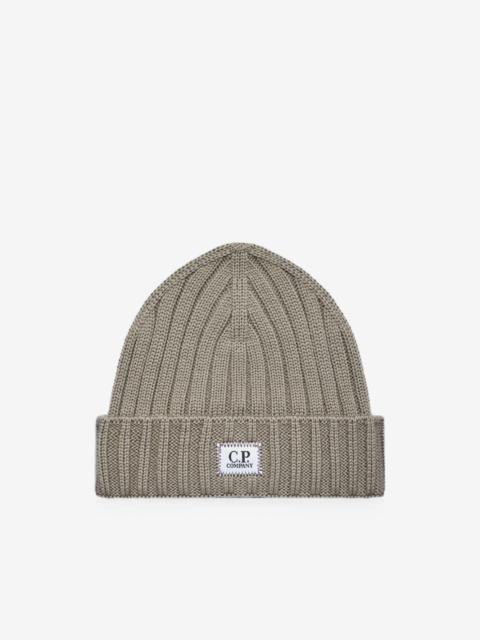 C.P. Company logo-patch ribbed-knit beanie hat