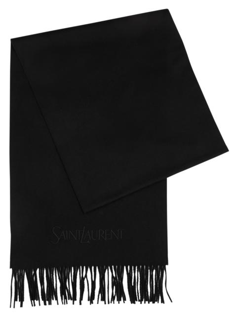 SAINT LAURENT Logo-embroidered cashmere scarf