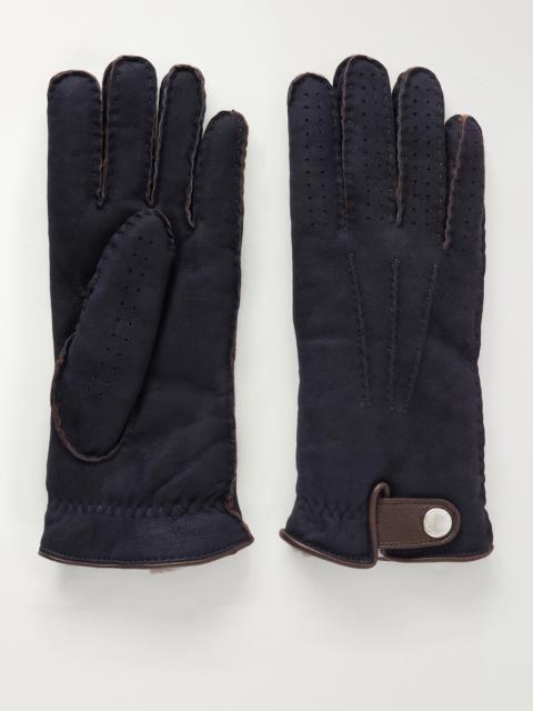 Brunello Cucinelli Leather-Trimmed Suede Gloves